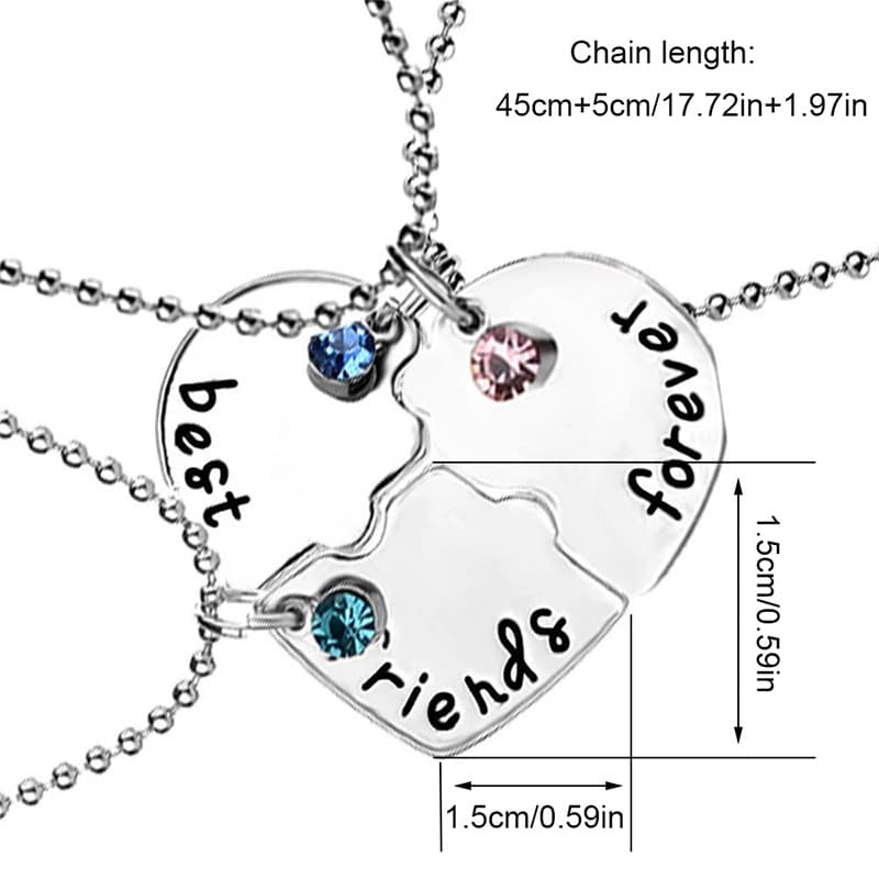 Three-Piece Heart Necklace for Best Friends Forever