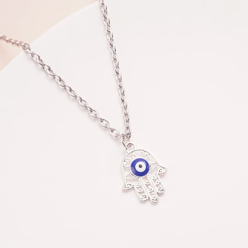Vintage Evil Eye Hand Charm Necklace for Women
