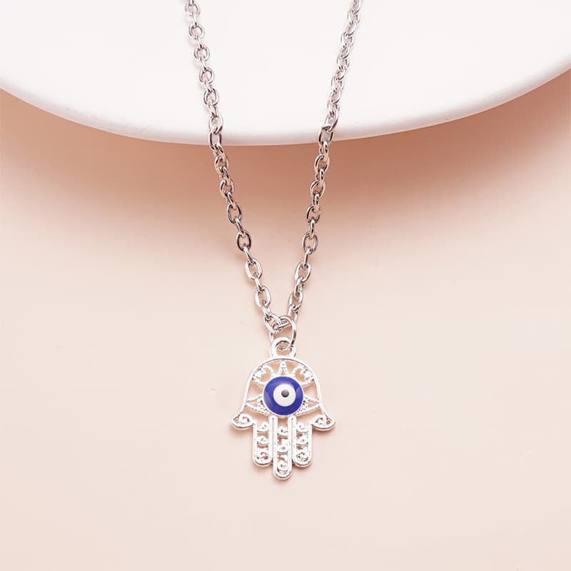 Vintage Evil Eye Hand Charm Necklace for Women