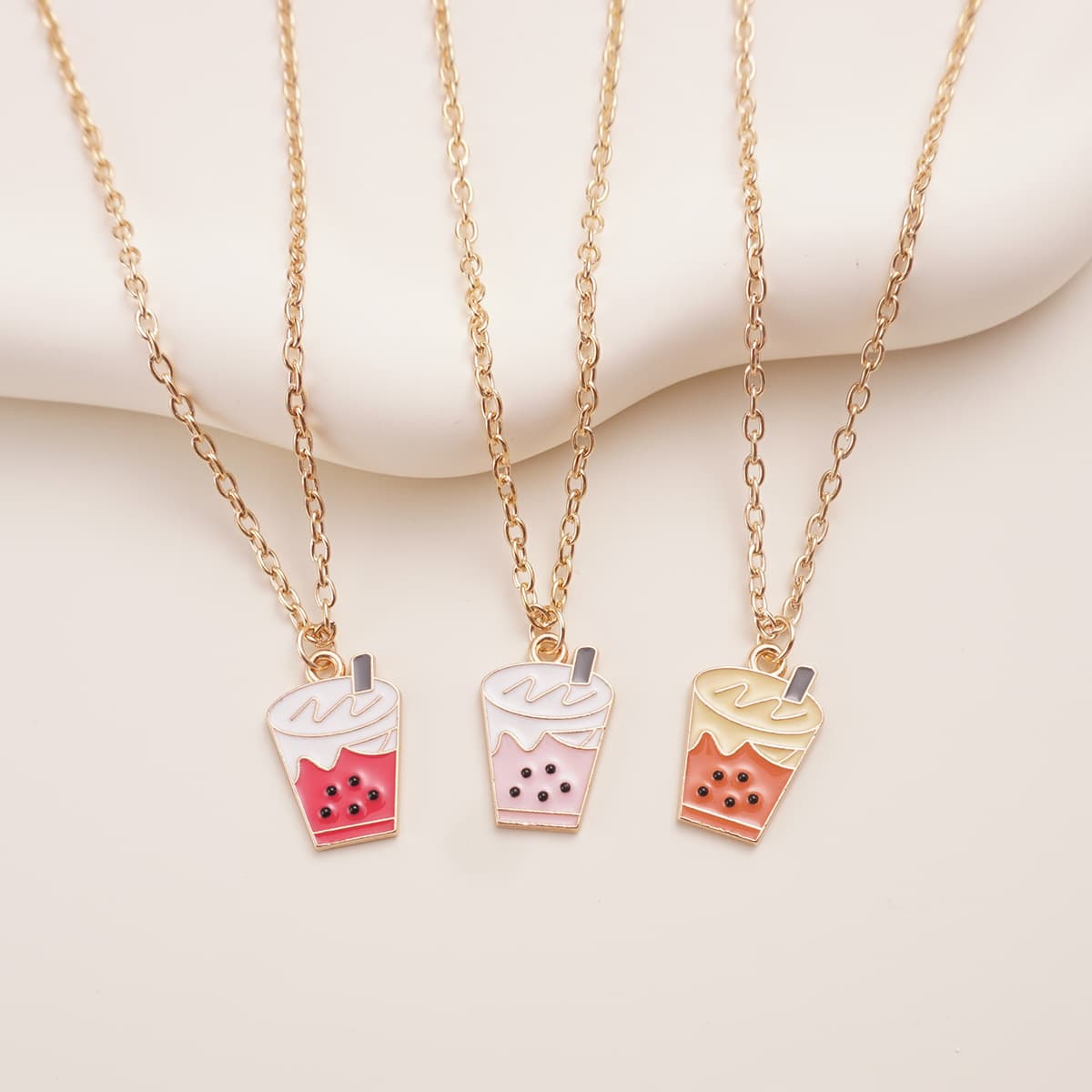 Cute Bubble Tea Charm Necklaces for Girls, Trendy Mini Pendant Lockets
