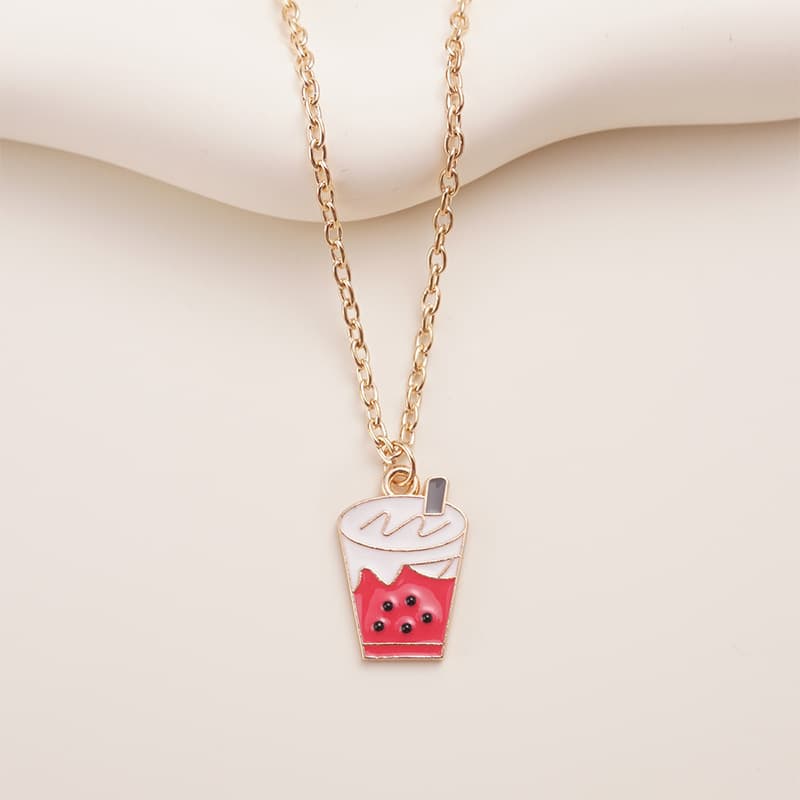 Cute Bubble Tea Charm Necklaces for Girls, Trendy Mini Pendant Lockets