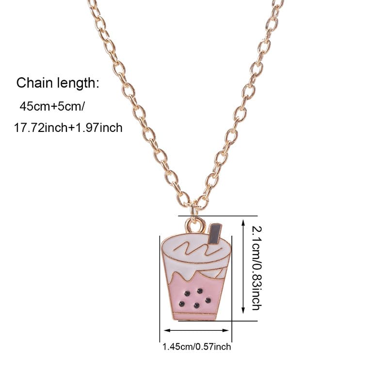 Cute Bubble Tea Charm Necklaces for Girls, Trendy Mini Pendant Lockets