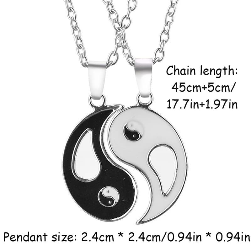 Yin Yang Couple Necklaces Set - Vintage Feng Shui Love Gift for Him & Her