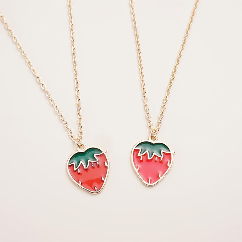 Cute Strawberry Pendant Necklace - Sweet Cartoon Fruit Charm Jewelry
