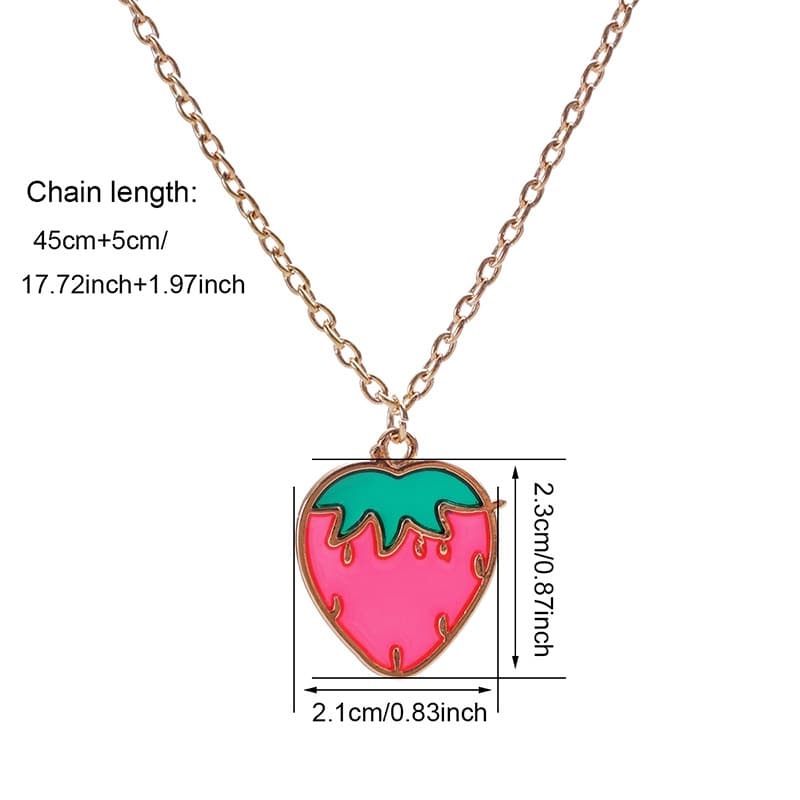 Cute Strawberry Pendant Necklace - Sweet Cartoon Fruit Charm Jewelry
