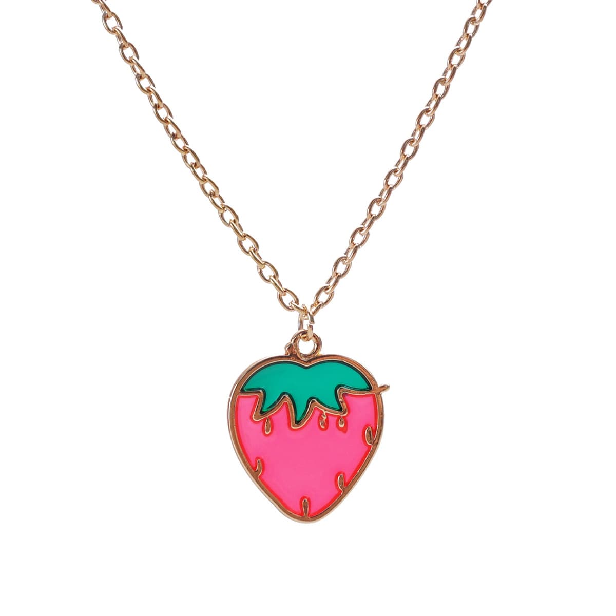 Cute Strawberry Pendant Necklace - Sweet Cartoon Fruit Charm Jewelry