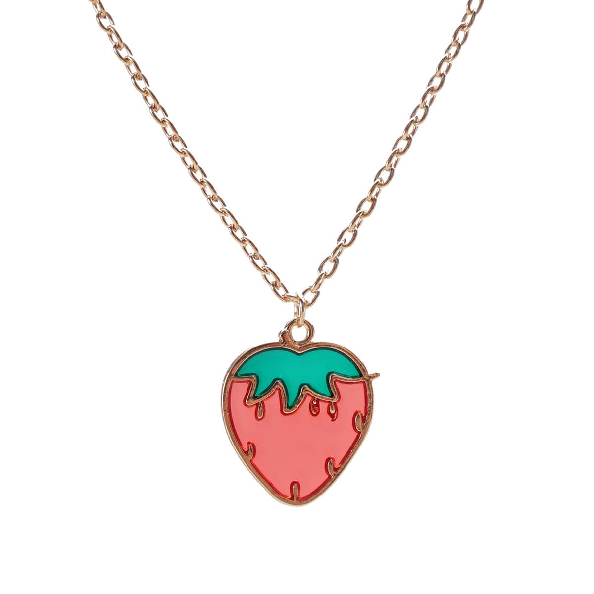 Cute Strawberry Pendant Necklace - Sweet Cartoon Fruit Charm Jewelry
