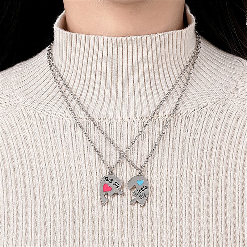 Matching Sisters Heart Puzzle Necklaces - Perfect Gift for Best Friends