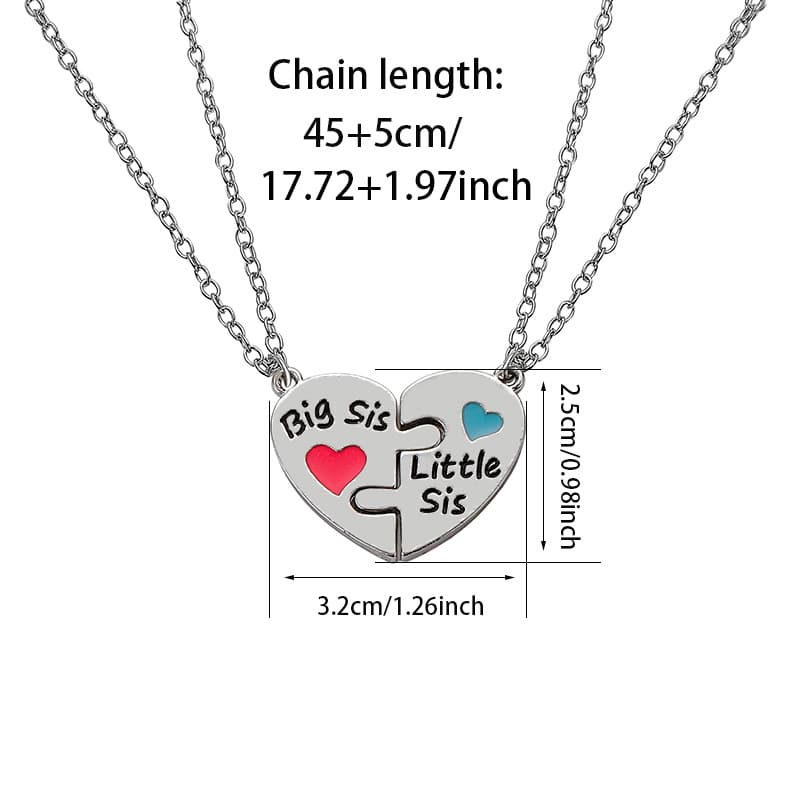 Matching Sisters Heart Puzzle Necklaces - Perfect Gift for Best Friends