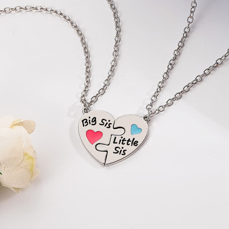 Matching Sisters Heart Puzzle Necklaces - Perfect Gift for Best Friends