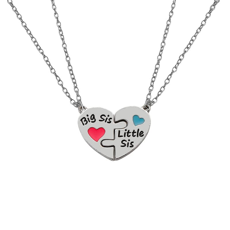Matching Sisters Heart Puzzle Necklaces - Perfect Gift for Best Friends