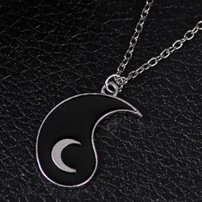 Yin Yang Best Friend Necklaces - Star & Moon Enamel Couple Pendant Chain