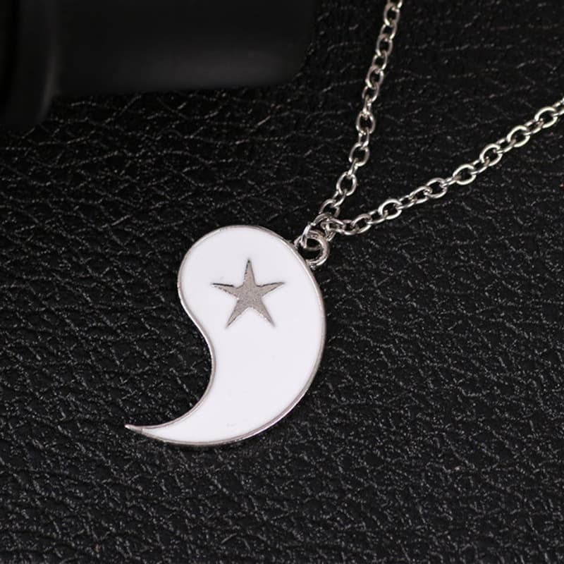 Yin Yang Best Friend Necklaces - Star & Moon Enamel Couple Pendant Chain