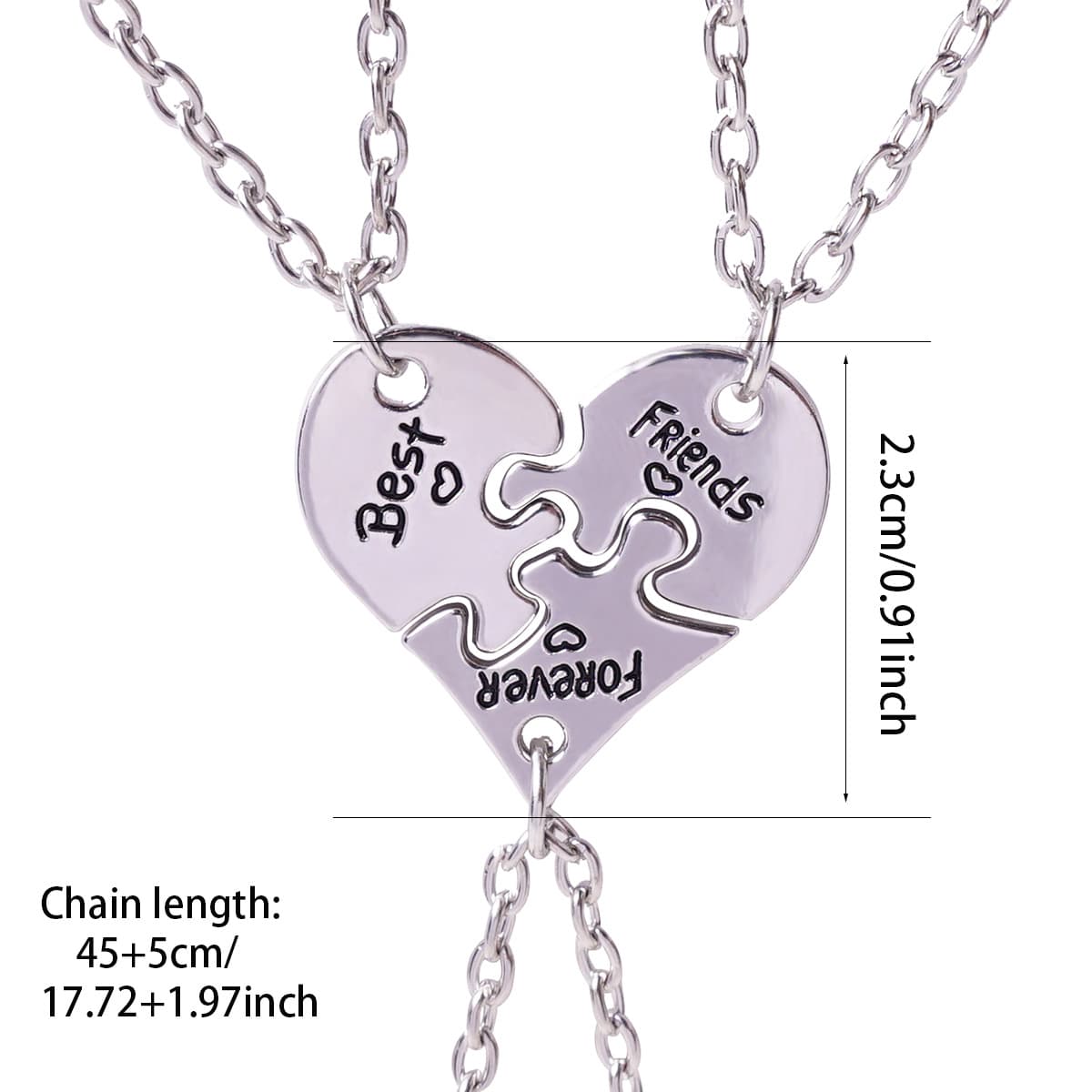 Best Friends Forever Puzzle Heart Necklace Set - Perfect Gift for Girls