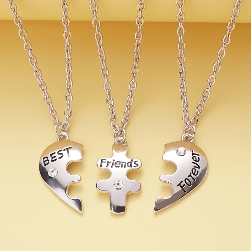 Best Friends Puzzle Heart Necklace Set of 3
