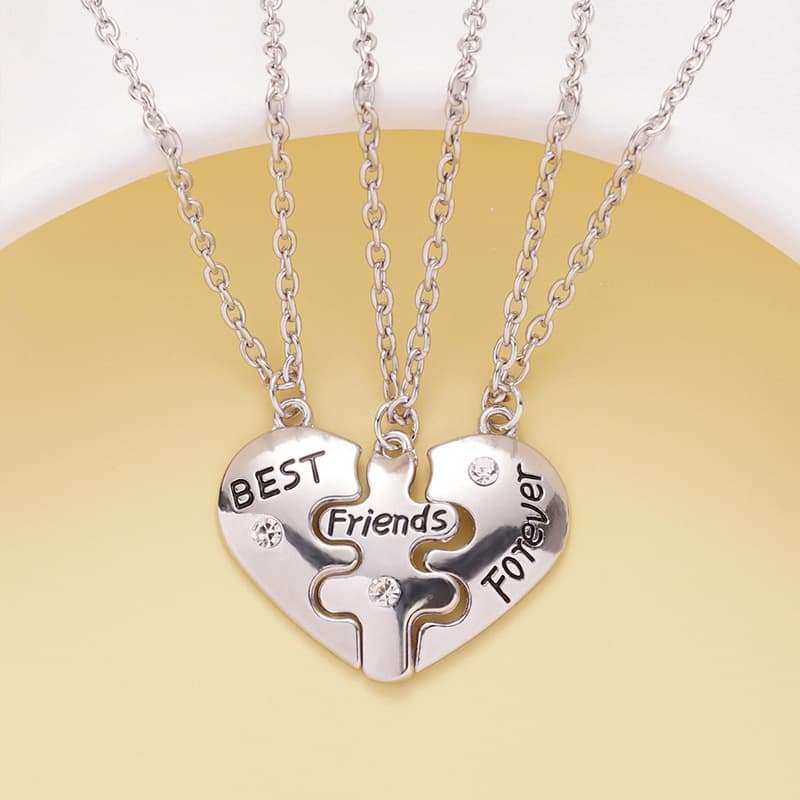 Best Friends Puzzle Heart Necklace Set of 3