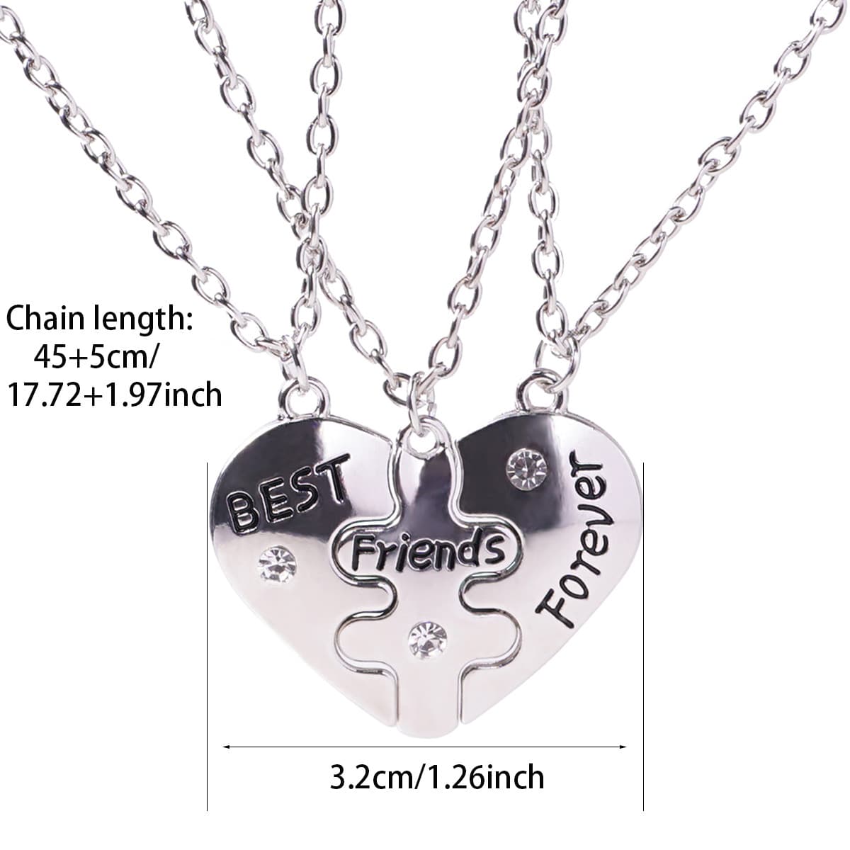 Best Friends Puzzle Heart Necklace Set of 3