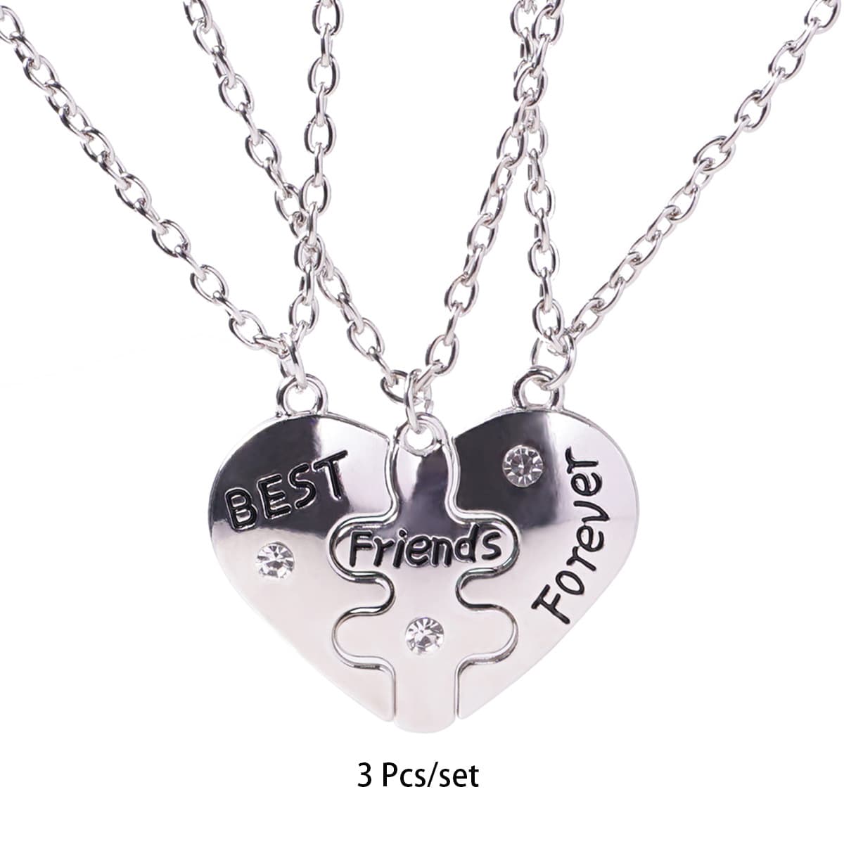 Best Friends Puzzle Heart Necklace Set of 3