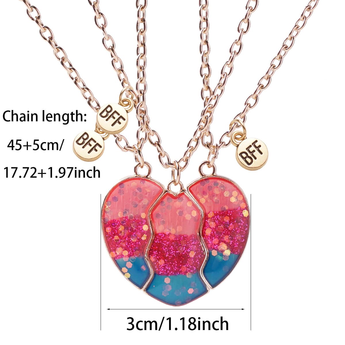 BFF Best Friends Forever Magnetic Heart Necklace Set