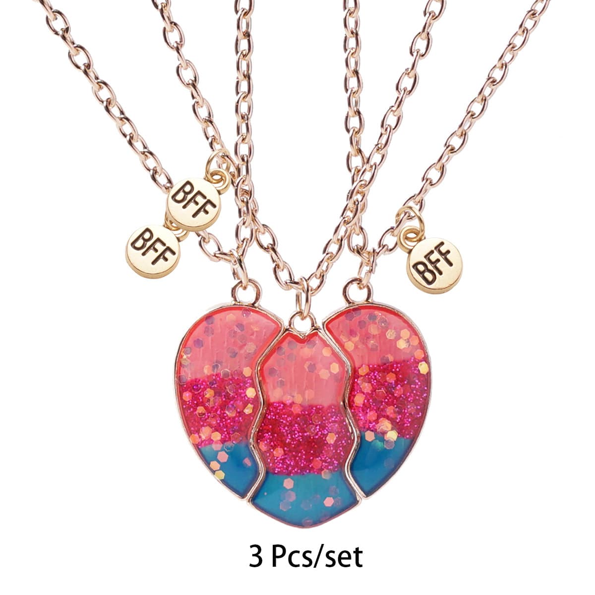 BFF Best Friends Forever Magnetic Heart Necklace Set