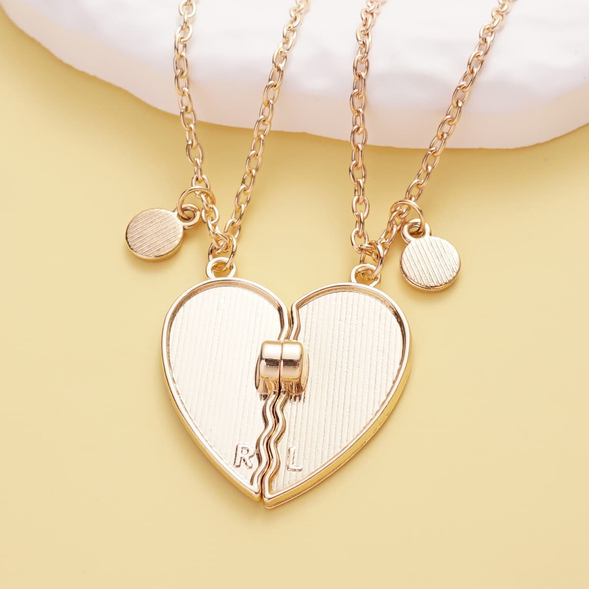 Matching Stick Figure Heart Necklace Set for Best Friends Forever