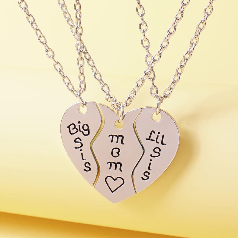 Heart Puzzle Necklace for Mom, Big Sister & Little Sister