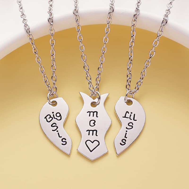 Heart Puzzle Necklace for Mom, Big Sister & Little Sister