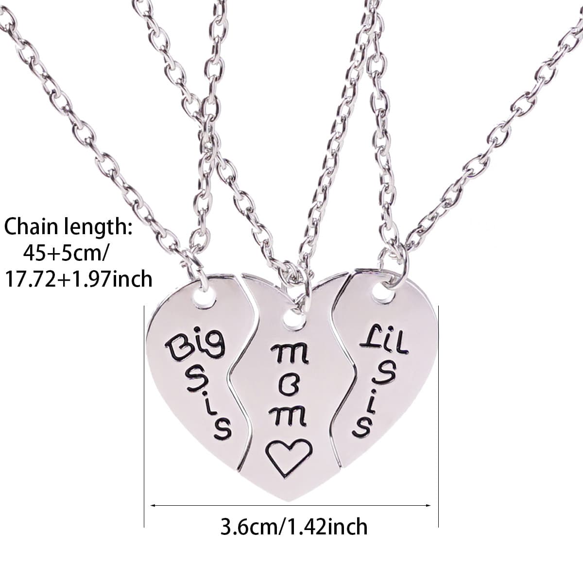 Heart Puzzle Necklace for Mom, Big Sister & Little Sister