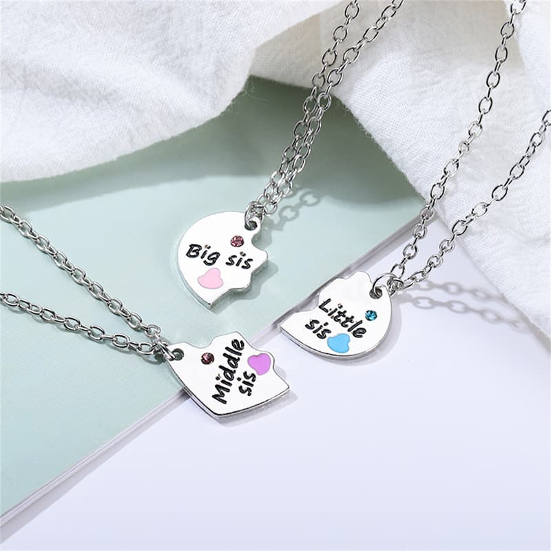 Three Sisters Heart Necklace - Customizable Sisterhood Gift