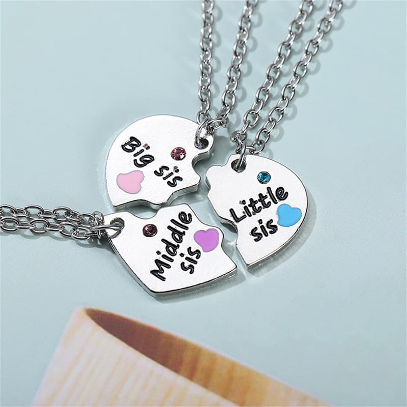 Three Sisters Heart Necklace - Customizable Sisterhood Gift