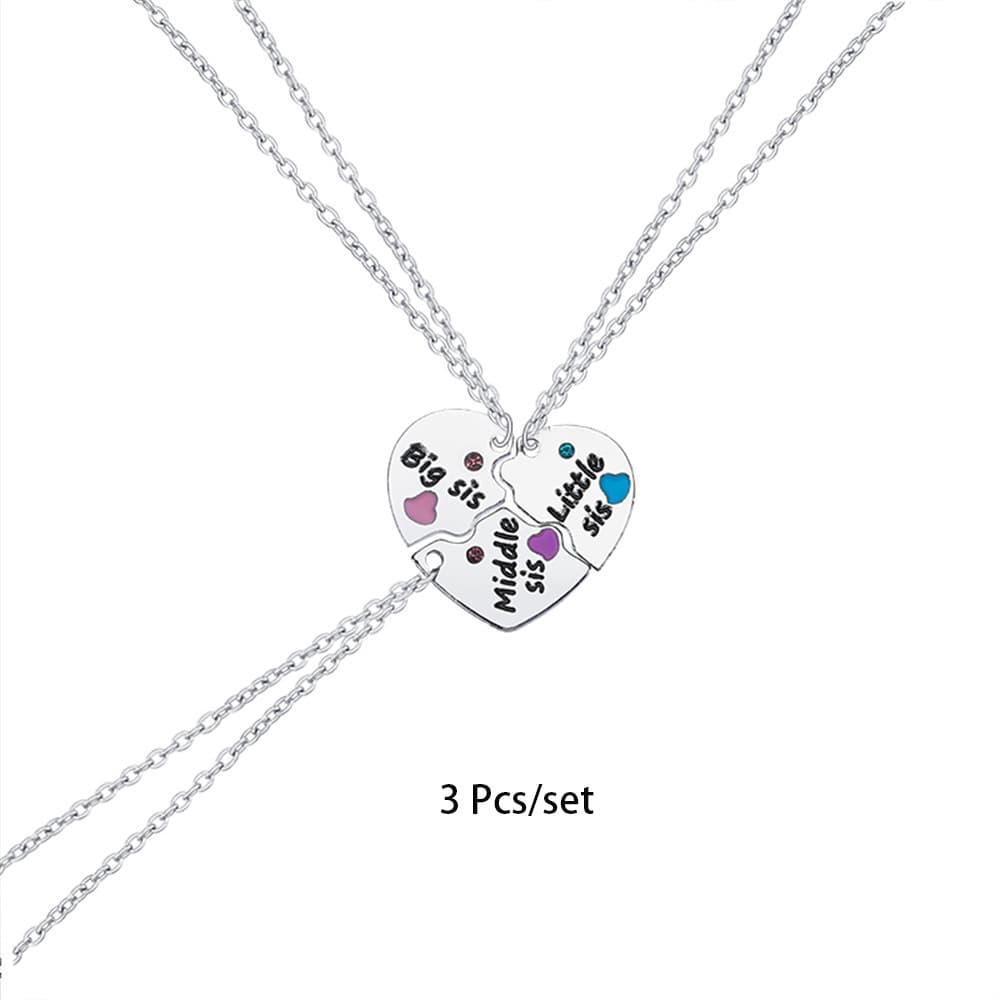 Three Sisters Heart Necklace - Customizable Sisterhood Gift