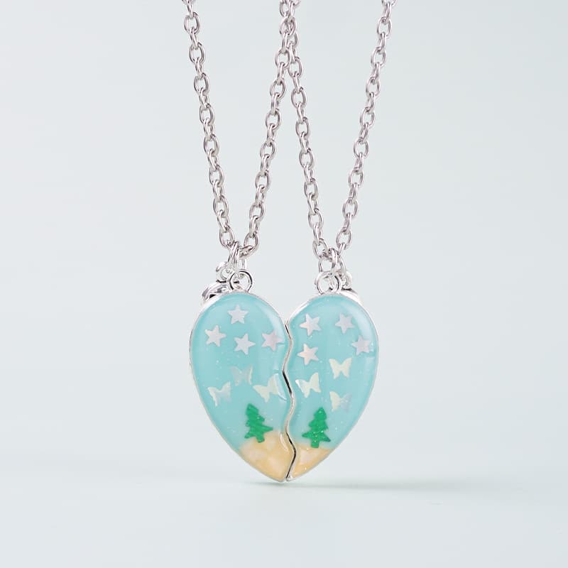 Magnetic Best Friend Necklaces Set - Heart Tree Butterfly Pendant Gift