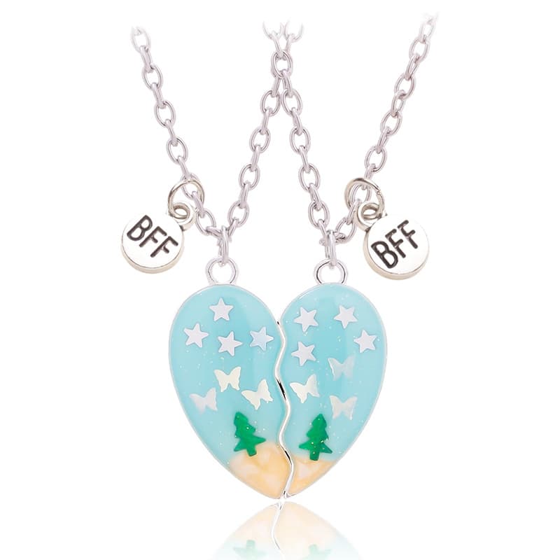 Magnetic Best Friend Necklaces Set - Heart Tree Butterfly Pendant Gift
