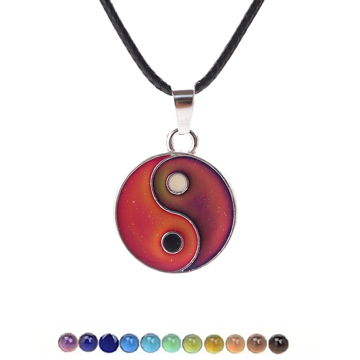 Yin Yang Temperature-Sensitive Couple Necklace, Fashionable Hollow Pendant for Men & Women