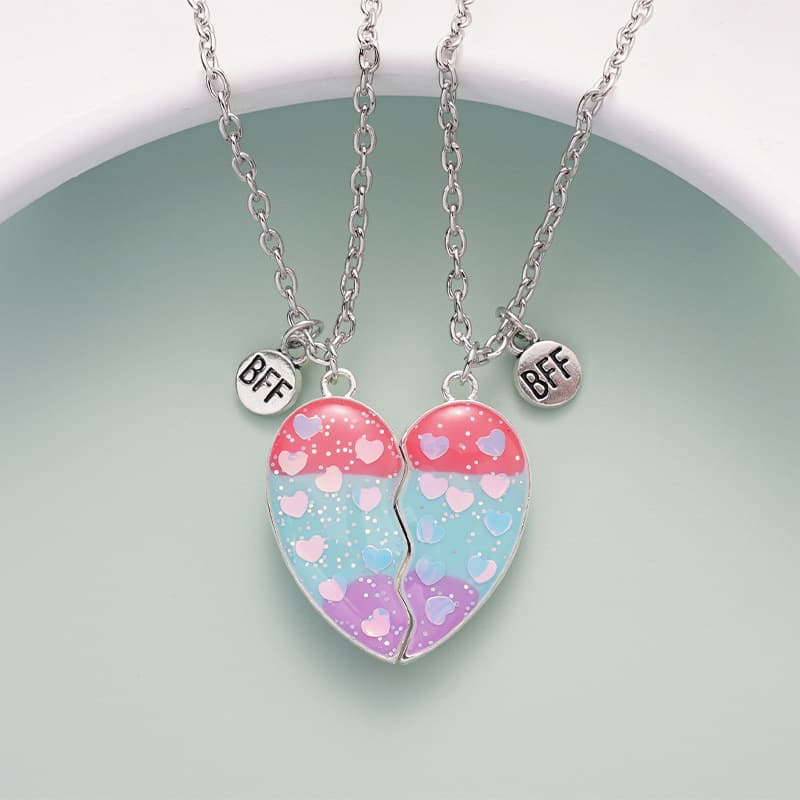 Best Friend Heart Necklace Set - Matching BFF Jewelry Gift