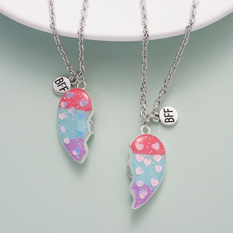Best Friend Heart Necklace Set - Matching BFF Jewelry Gift