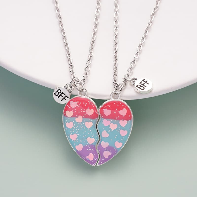 Best Friend Heart Necklace Set - Matching BFF Jewelry Gift
