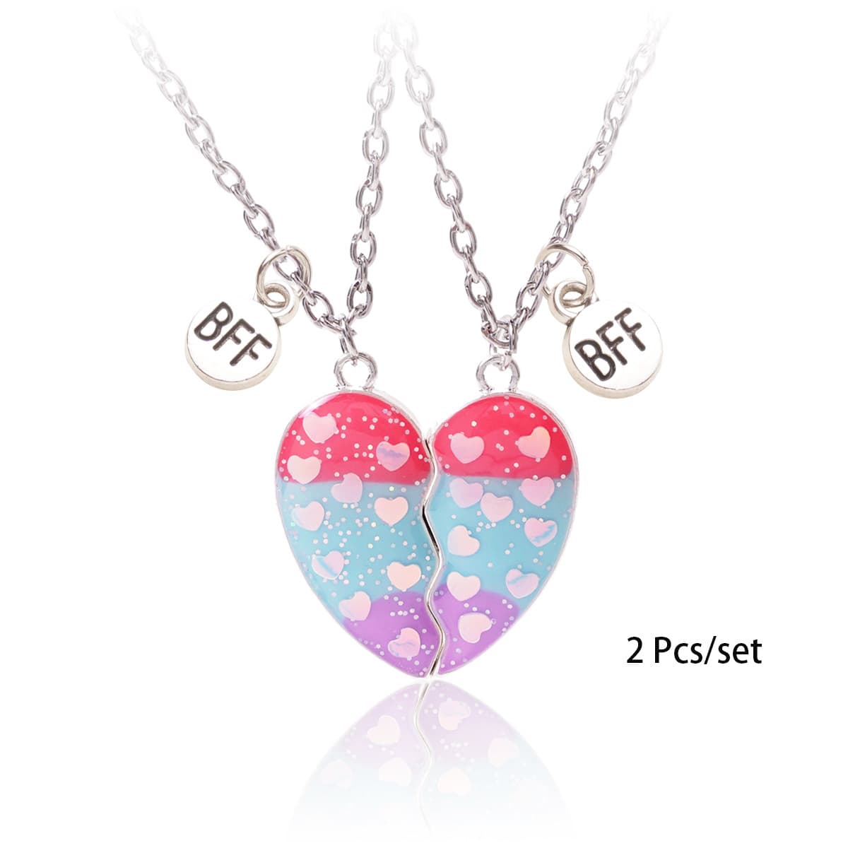 Best Friend Heart Necklace Set - Matching BFF Jewelry Gift
