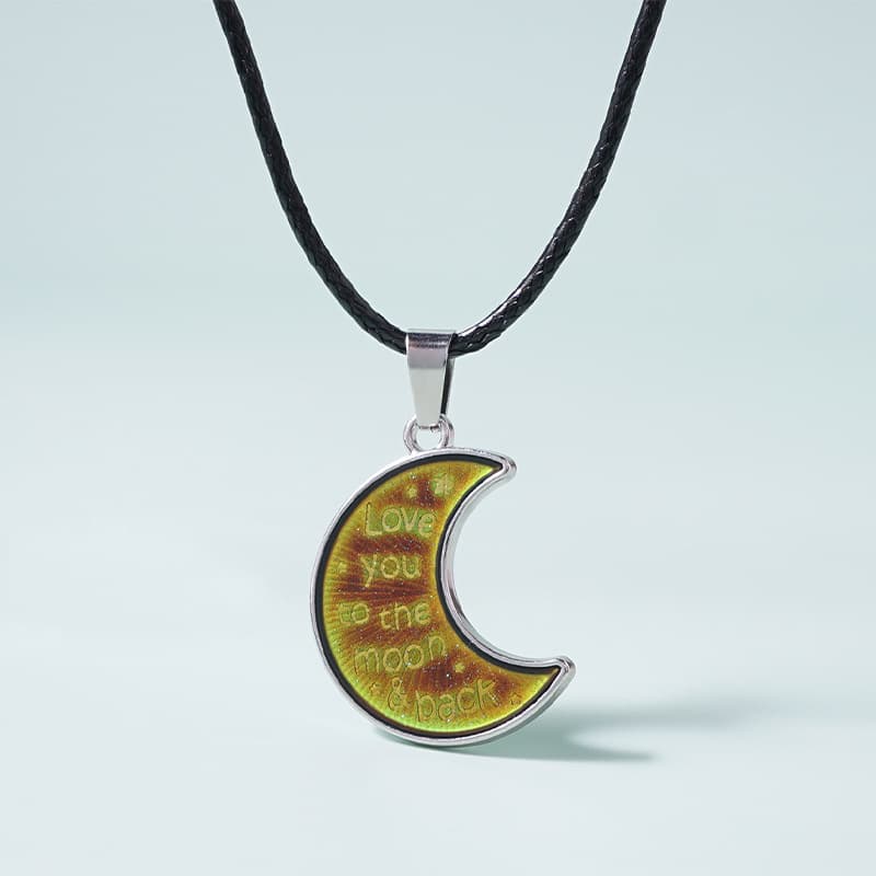 Moon Phase Necklace with 'Love You to the Moon & Back' Enamel Pendant