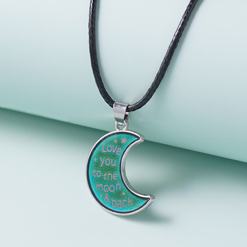Moon Phase Necklace with 'Love You to the Moon & Back' Enamel Pendant