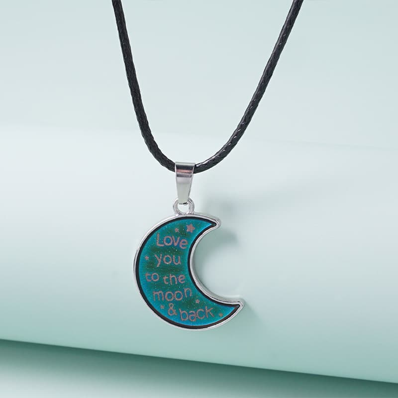 Moon Phase Necklace with 'Love You to the Moon & Back' Enamel Pendant