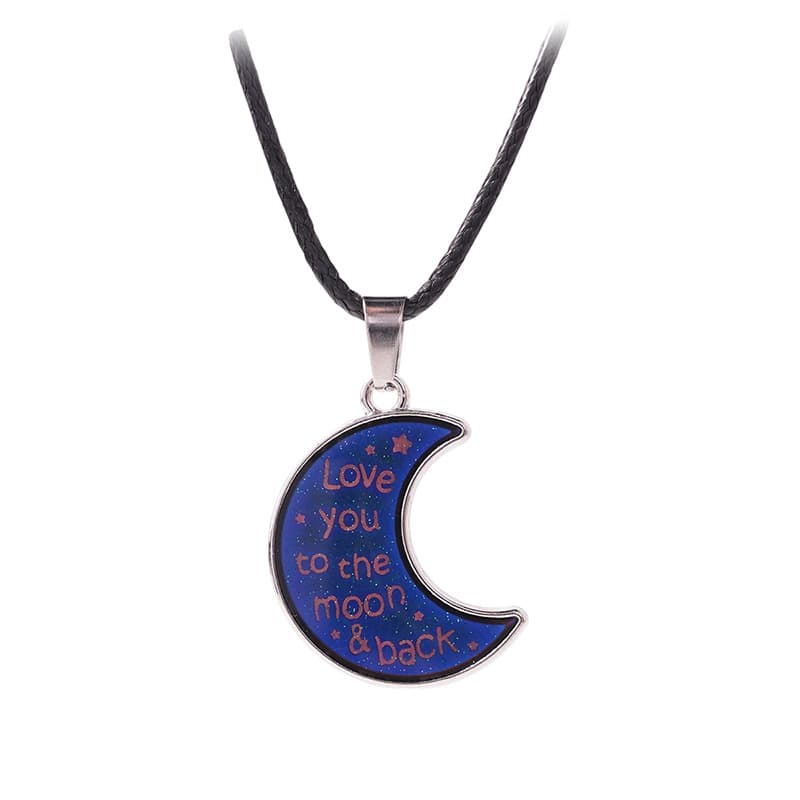 Moon Phase Necklace with 'Love You to the Moon & Back' Enamel Pendant