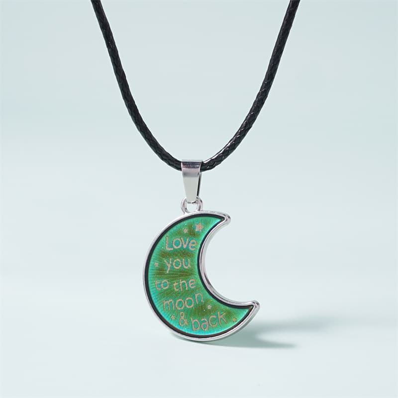 Moon Phase Necklace with 'Love You to the Moon & Back' Enamel Pendant