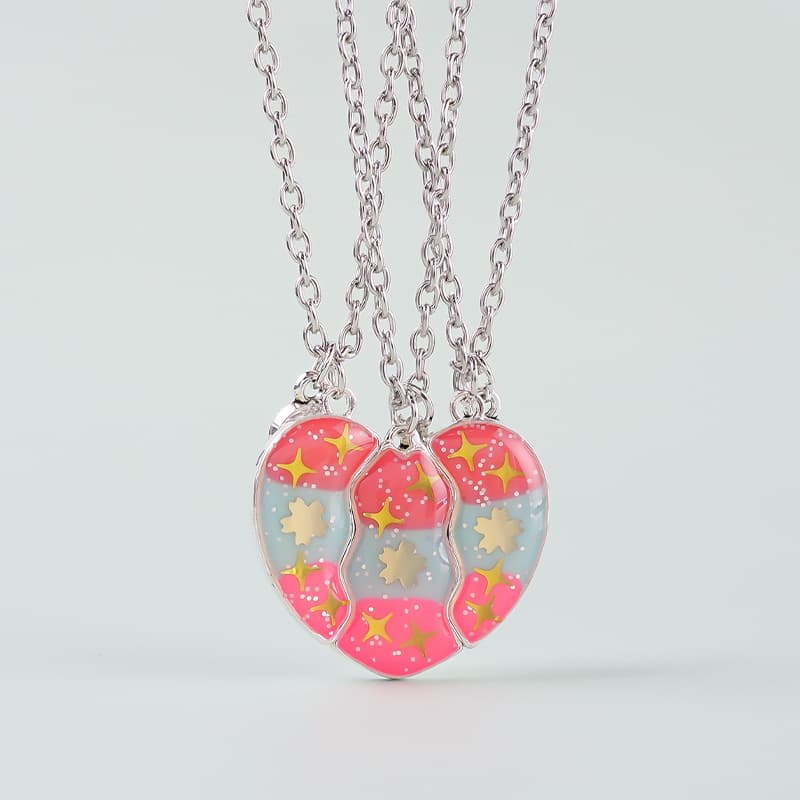 BFF Best Friends Forever Magnetic Heart Necklace Set of 3