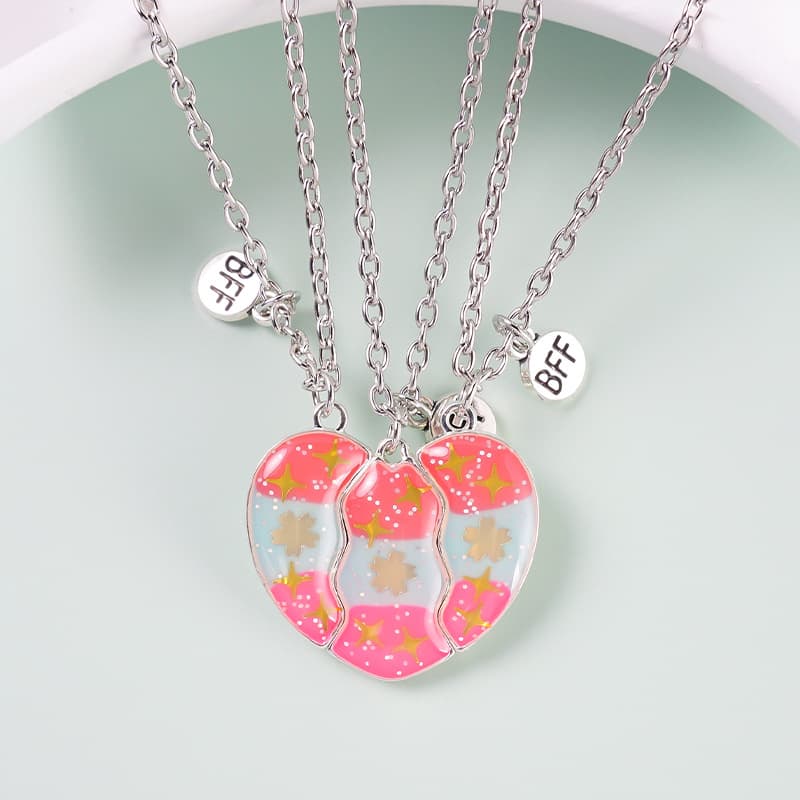 BFF Best Friends Forever Magnetic Heart Necklace Set of 3