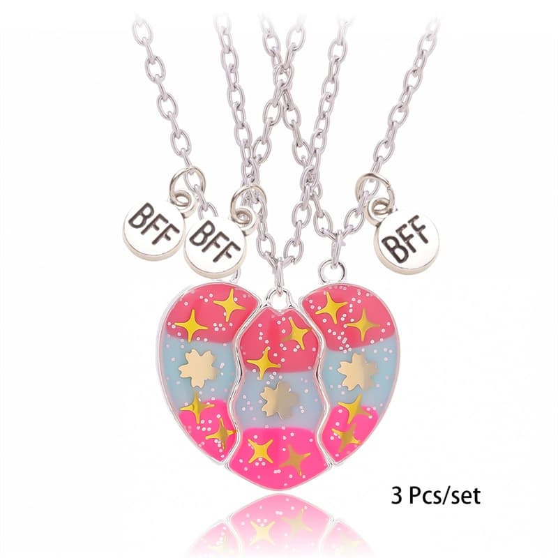 BFF Best Friends Forever Magnetic Heart Necklace Set of 3