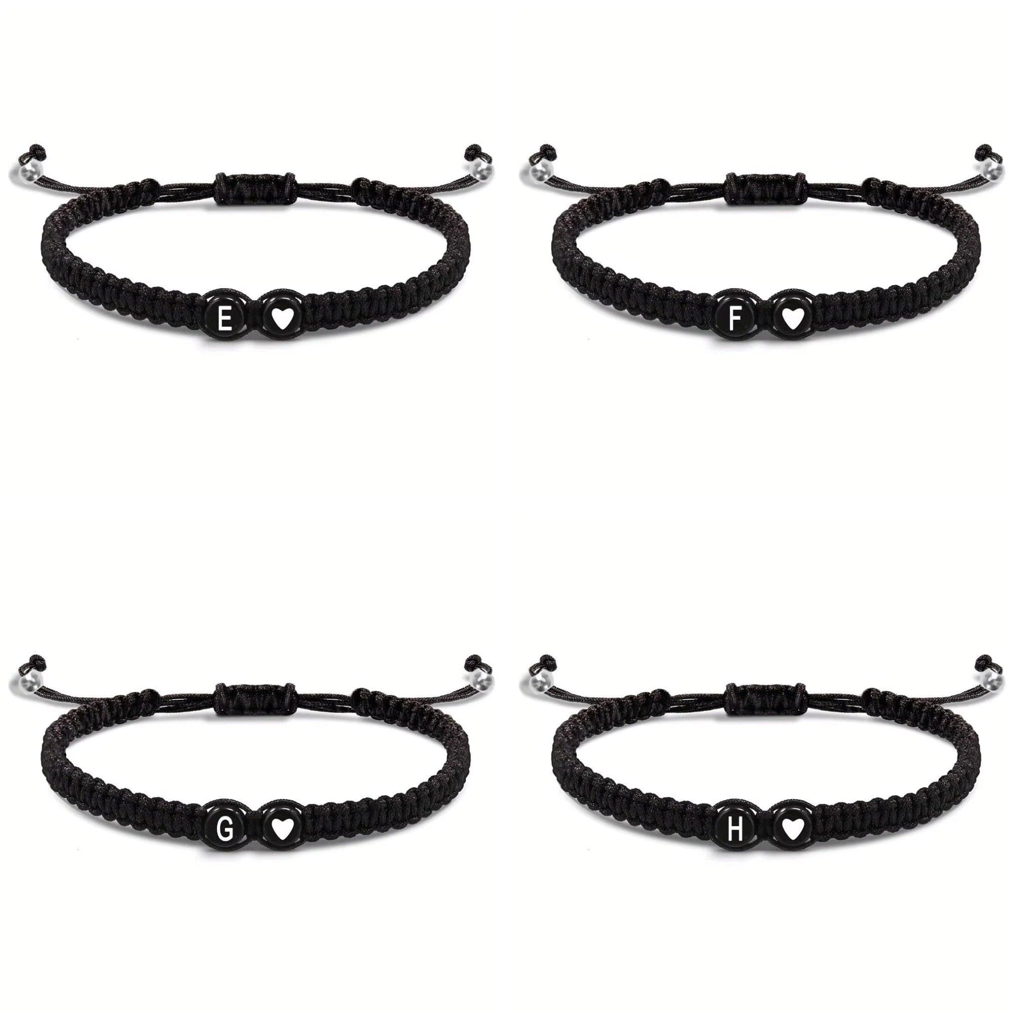 Initial Heart Couple String Bracelet