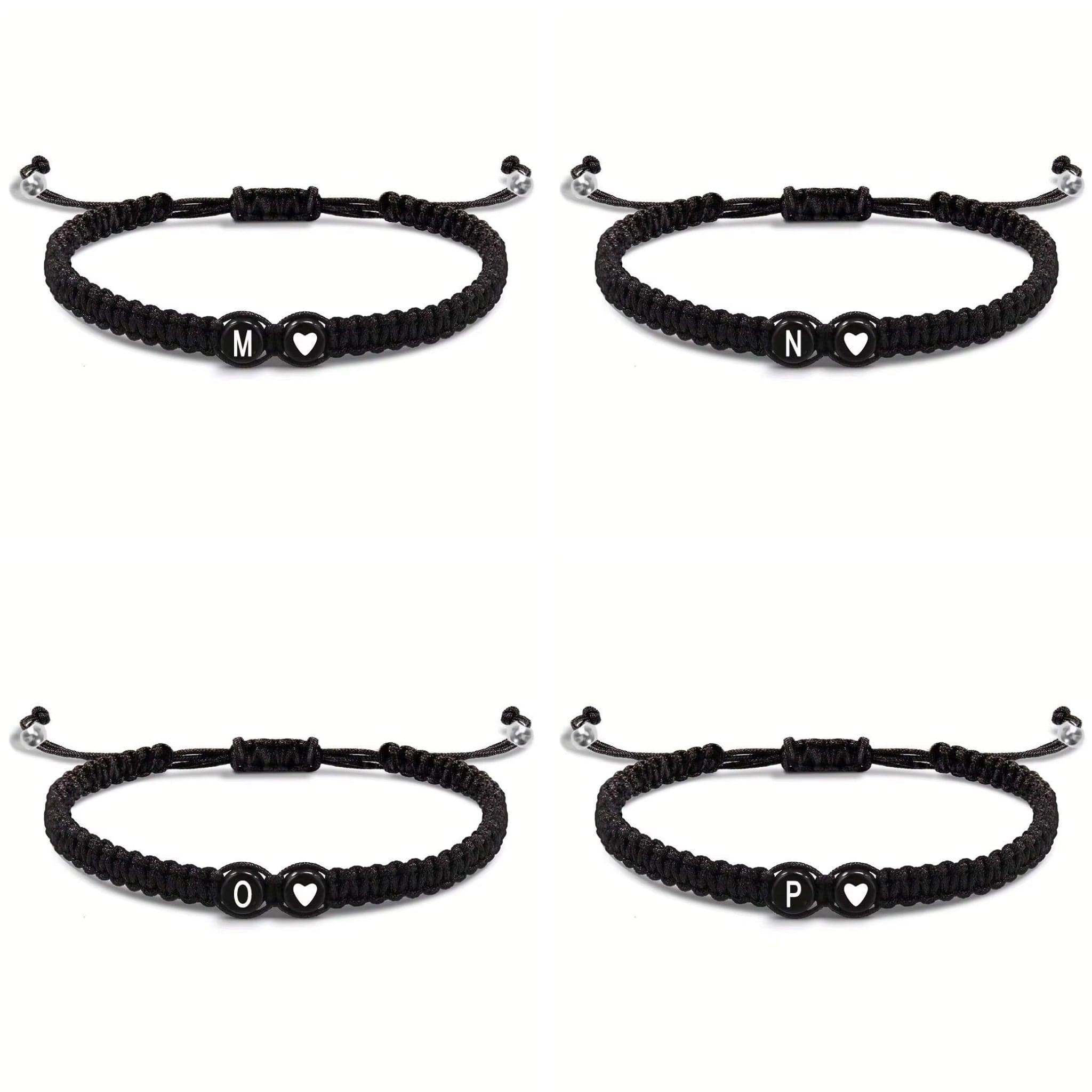 Initial Heart Couple String Bracelet