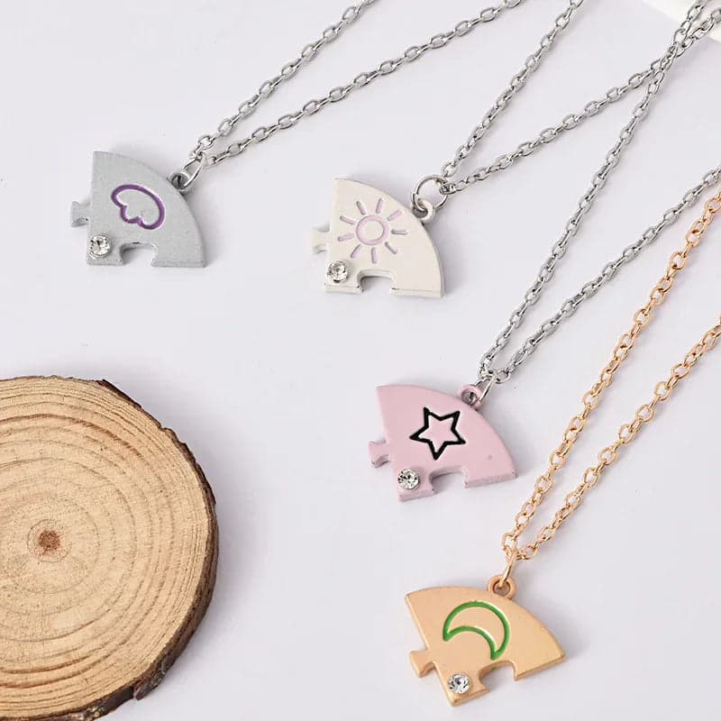 4 Best Friends Sun Moon Star and Cloud Necklace