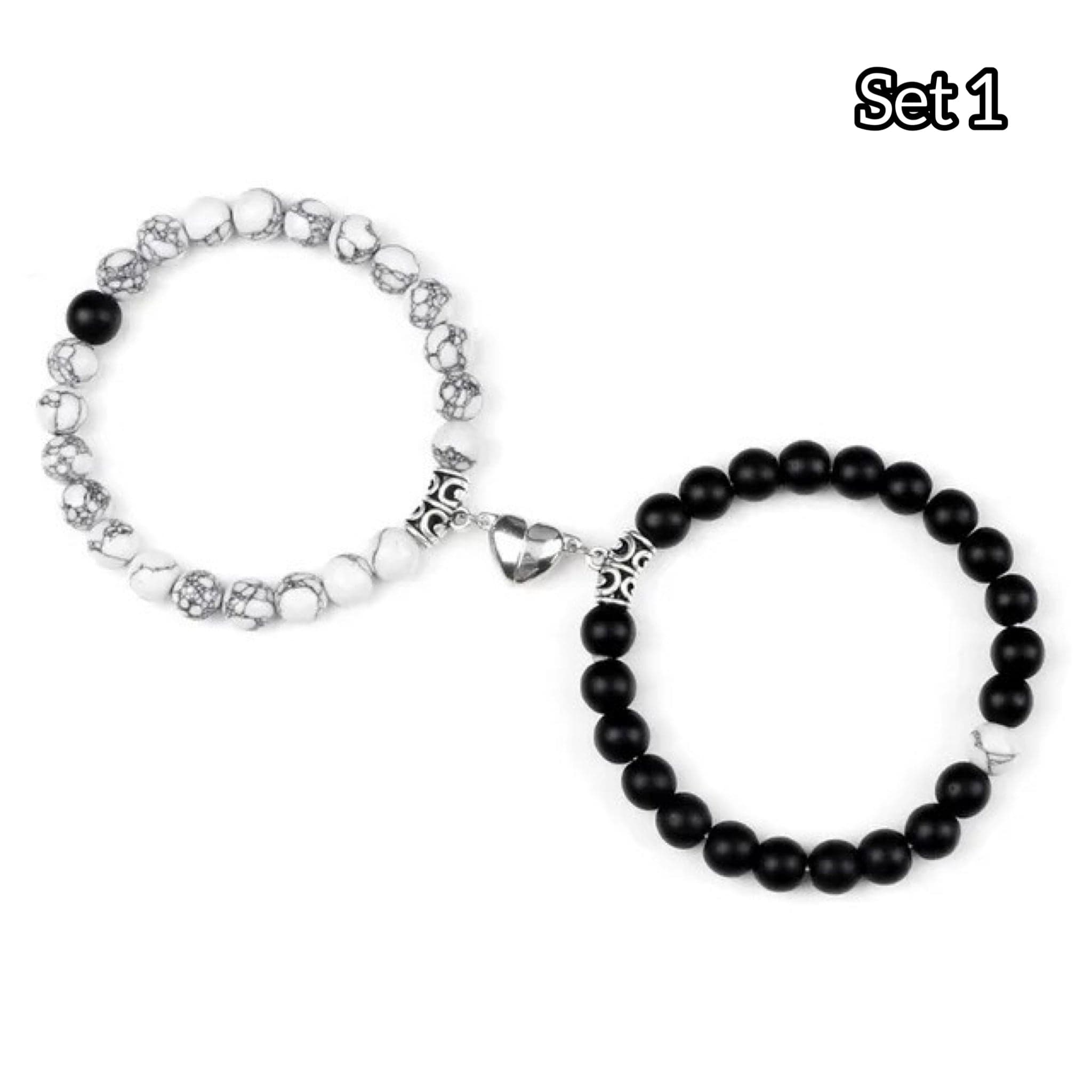 Natural Beads BFF Heart Bracelet